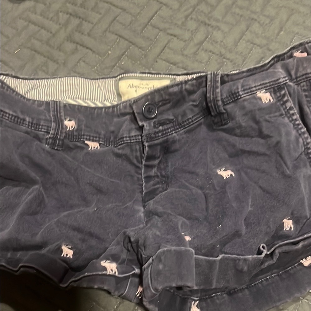 Abercrombie & Fitch Women's Charcoal Shorts with Pink Accents